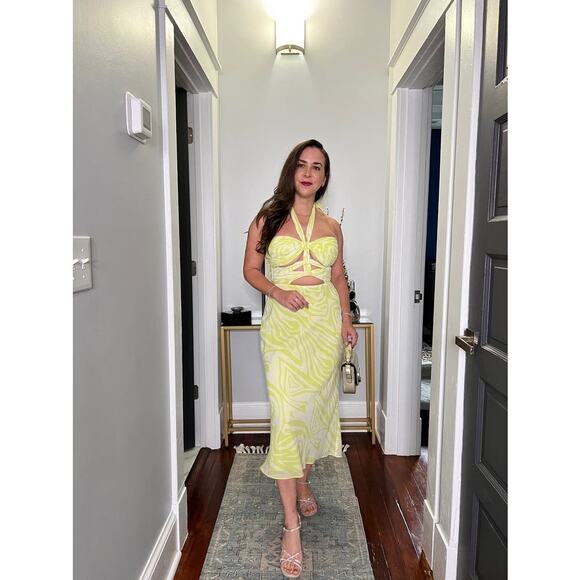 RONNY KOBO COLLECTIVE Green Vacation Halter Knotted Front Sheath Dress size 4 - Picture 16 of 16